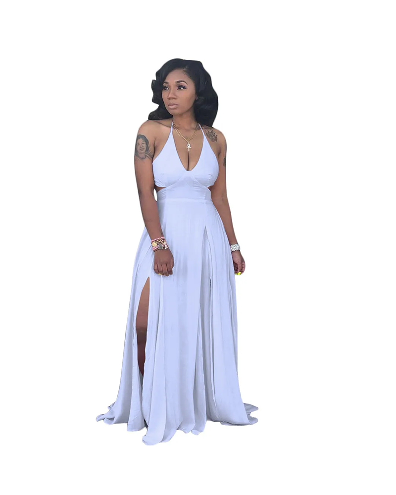 Shesways® Women's V-Neck Sleeveless Floor-Length Dress
